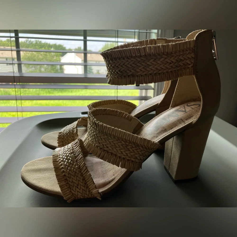 Sam & Libby Fringe Woven Ankle Strap Heel Sandal - Picture 5 of 8